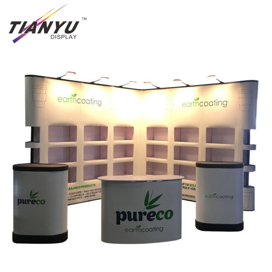 Fabrikant Aangepaste Gebogen Pop up Fabric Toon Banner Stand Muur