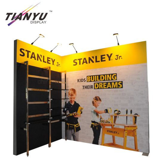 10X10FT L Shape Tradeshow display Exhibition Booth staat met Shelf