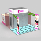 Draagbare 20 bij 20 Simple Exhibition Booth Ontwerp bevatten Graphics Printing, Lights, Glass Floor