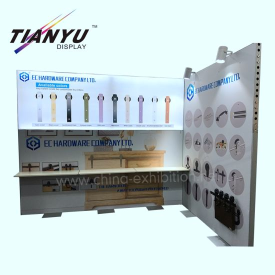 L Shape aluminium frame Tentoonstelling Booth met Verlichting Textiel Printing