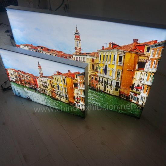 Tentoonstelling Booth Tweezijdige Backlit Lichte Doos Stof Frameless LED Light Box Lage Prijs